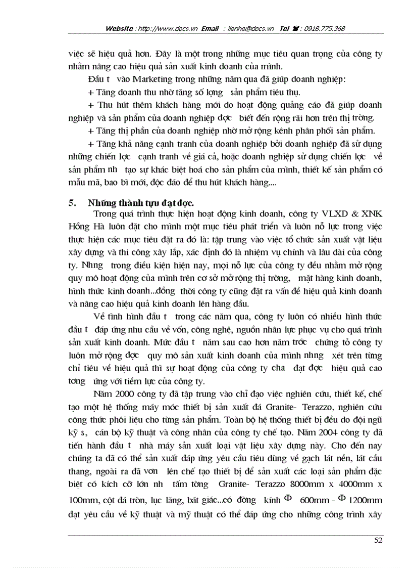 image for page Đầu tư nâng cao hiệu quả sản xuất kinh doanh ở công ty VLXD XNK Hồng Hà