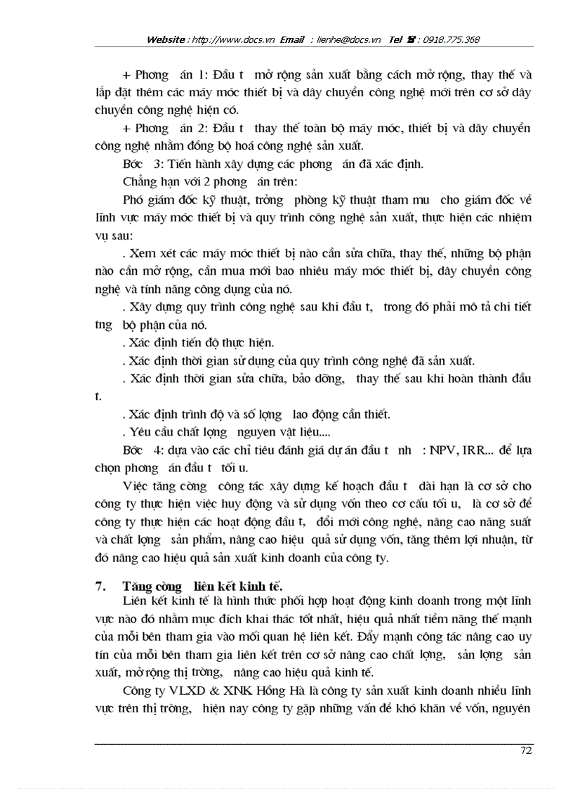 image for page Đầu tư nâng cao hiệu quả sản xuất kinh doanh ở công ty VLXD XNK Hồng Hà