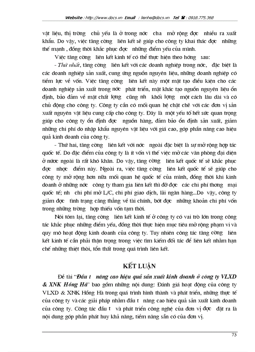 image for page Đầu tư nâng cao hiệu quả sản xuất kinh doanh ở công ty VLXD XNK Hồng Hà