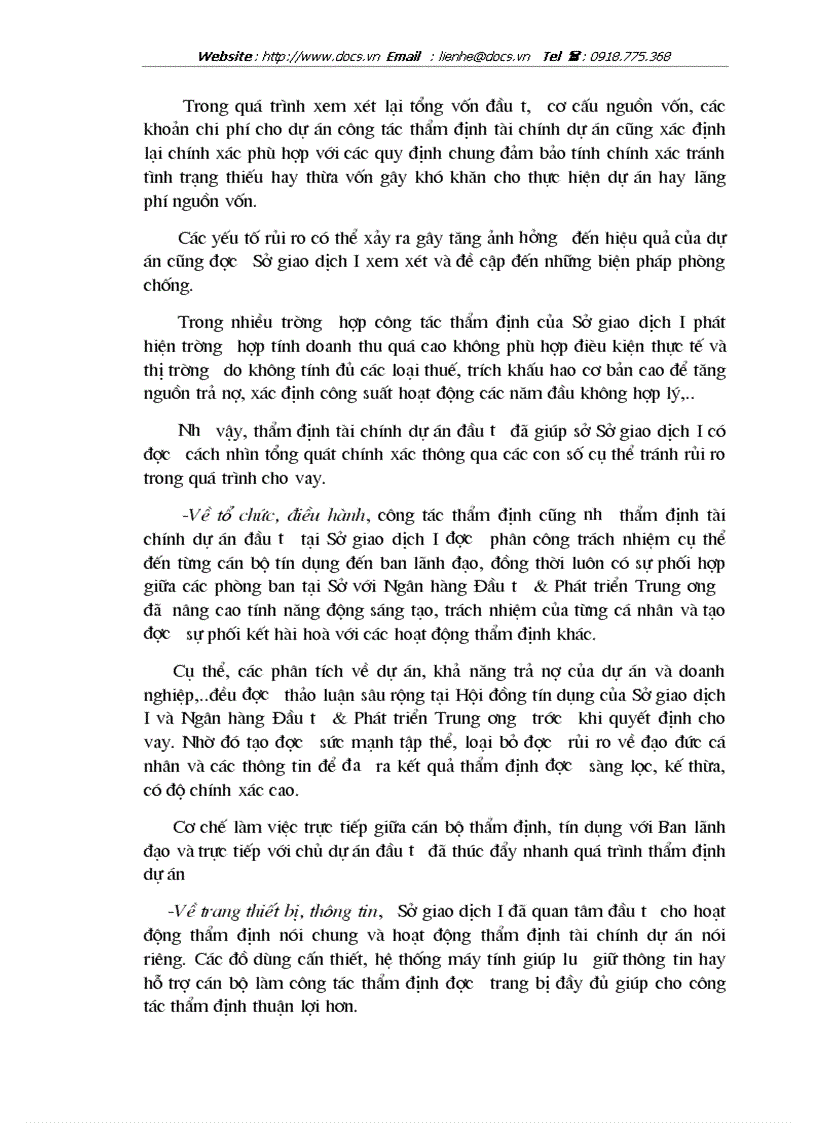 image for page Thẩm định dự án khía cạnh tài chính dự án đầu tư tại SGD ngânhàng NHĐT PT BIDV VN