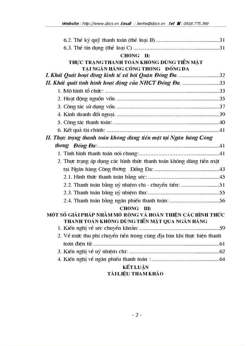 1số vấn đề về tổ chức thanh toán không dùng tiền mặt tại ngânhàng NHCT VietinBank Đống Đa