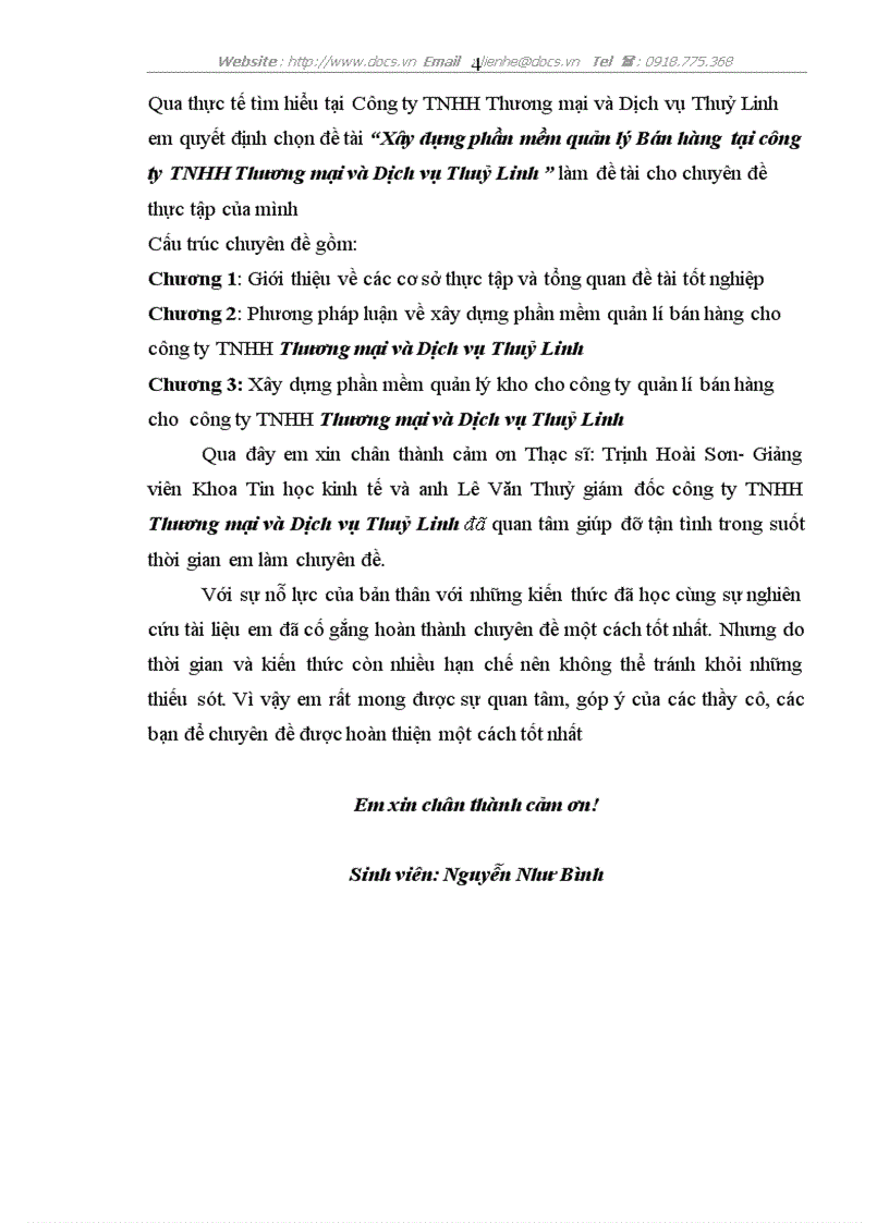 image for page Xây dựng phần mềm quản lý Bán hàng tại C ty TNHH Thương mại Dịch vụ Thuỷ Linh