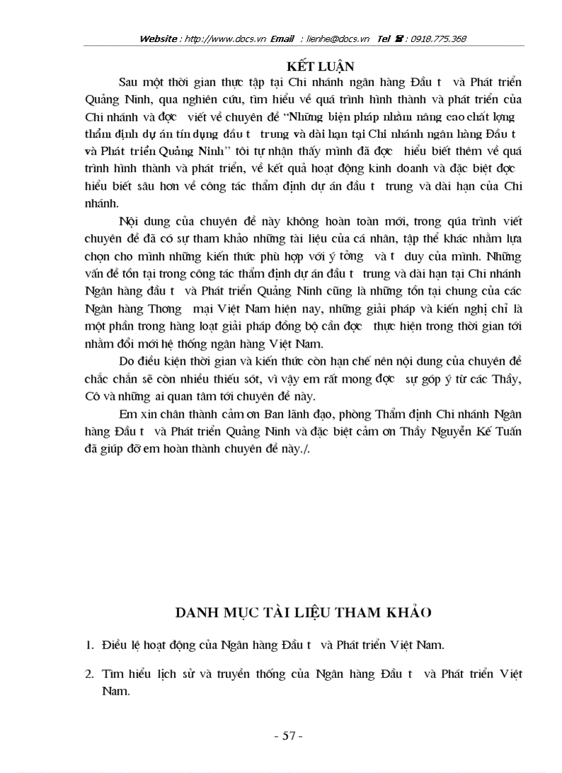 image for page Nâng cao chất lượng thẩm định dự án đầu tư tín dụng trung dài hạn tại Chi nhánh ngânhàng NHĐT PT BIDV Quảng Ninh