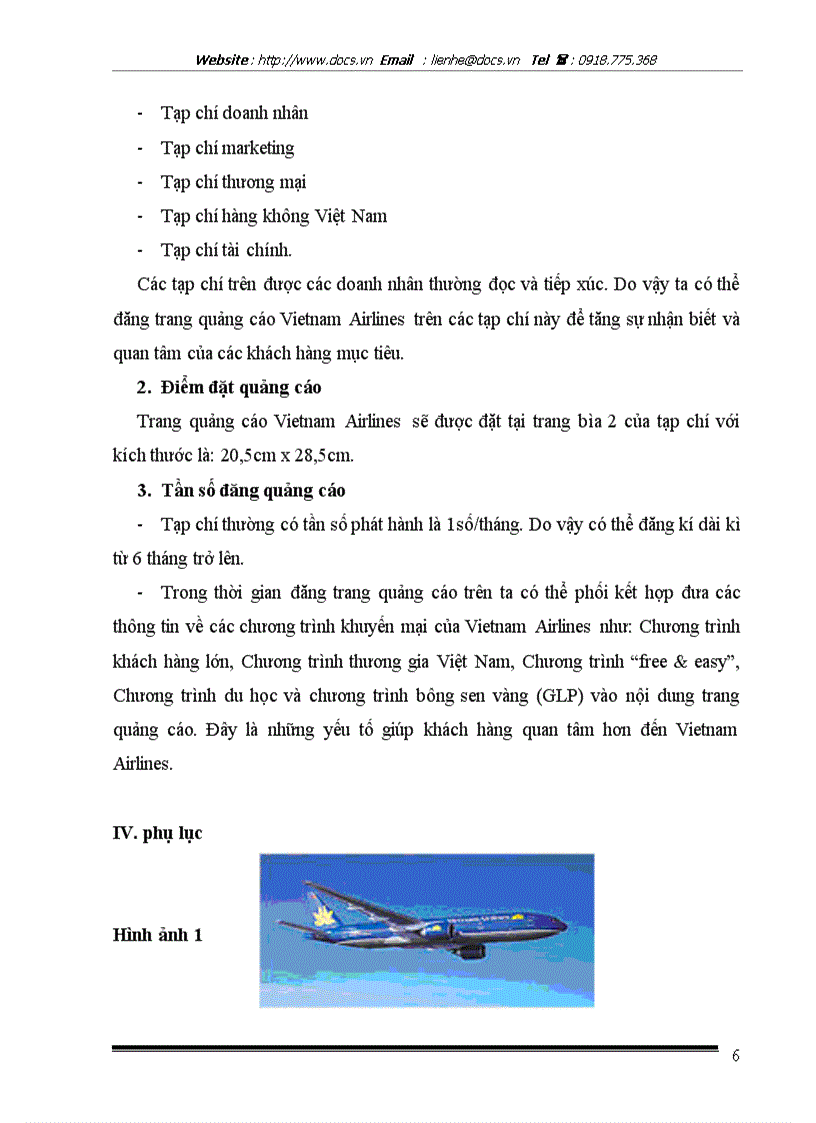 Thiết lập và hoạch định chiến lược truyền tải thông điệp quảng cáo trên tạp chí cho dịch vụ vận tải hành khách của Vietnam Airlines