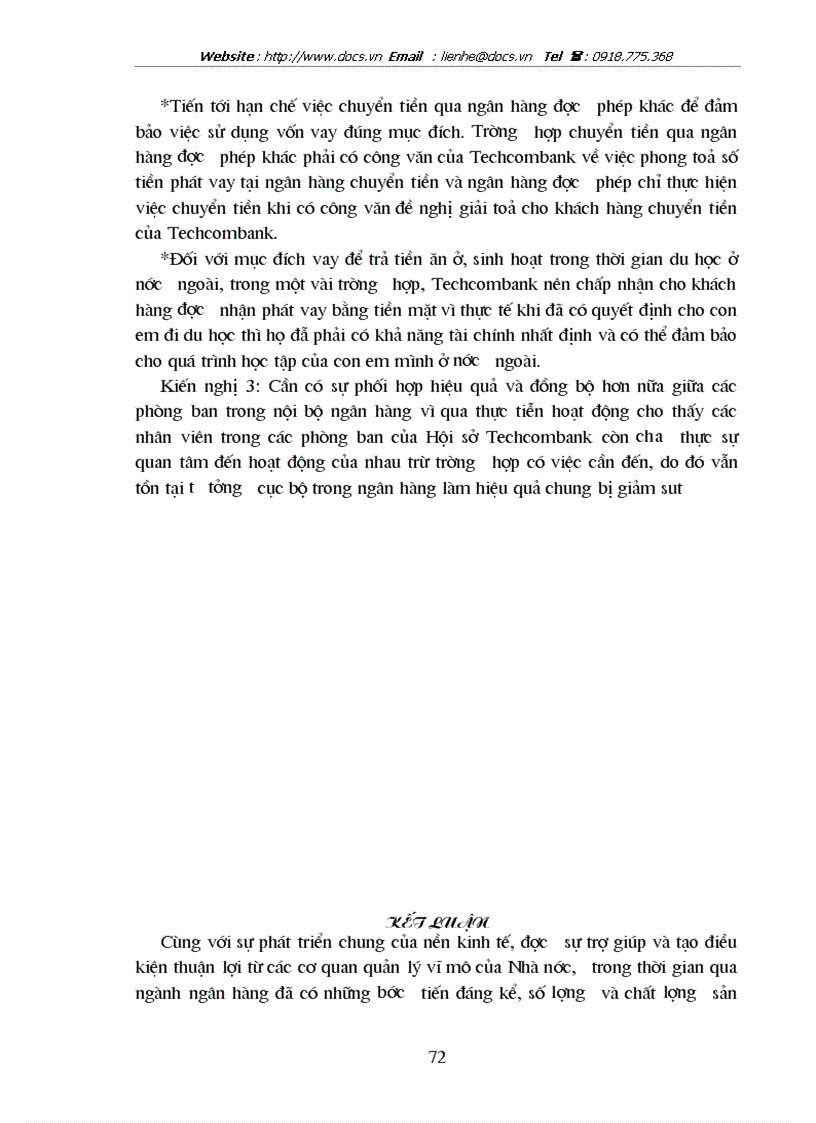 image for page Giải pháp đẩy mạnh hoạt động cho vay tiêu dùng tại hội sở ngânhàng NHTMCP Kỹ Thương TechcomBank VN