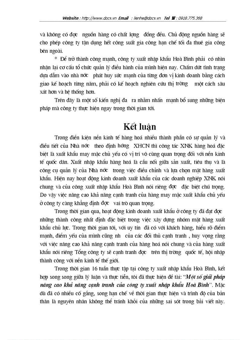 image for page Những giải pháp nâng cao khả năng cạnh tranh của một số mặt hàng xuất khẩu chủ yếu ở Tổng công ty xuất nhập khẩu Hoà Bình