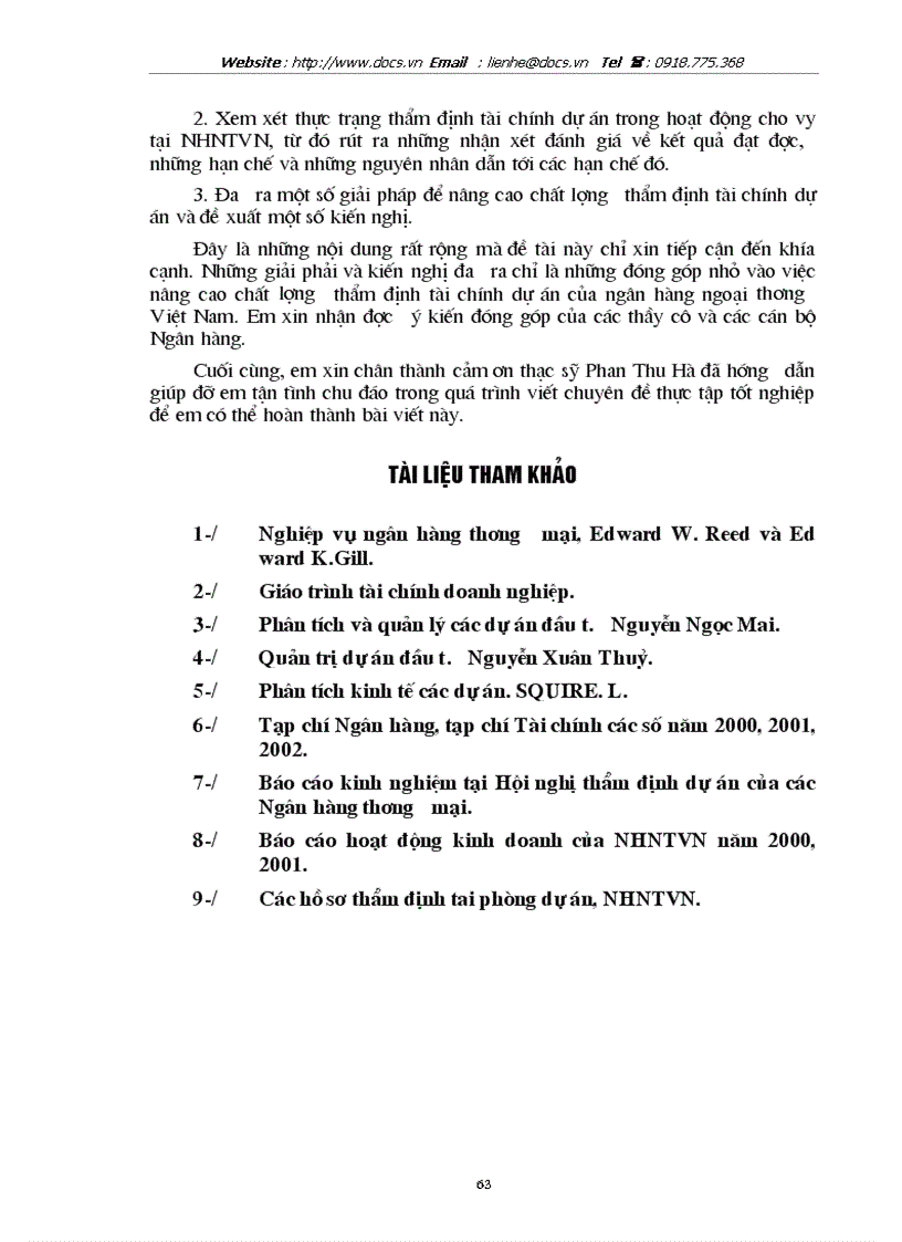 image for page Thực trạng giải pháp nâng cao chất lượng thẩm định tài chính dự án tại ngânhàng NHTMCP Ngoại Thương VietcomBank VN