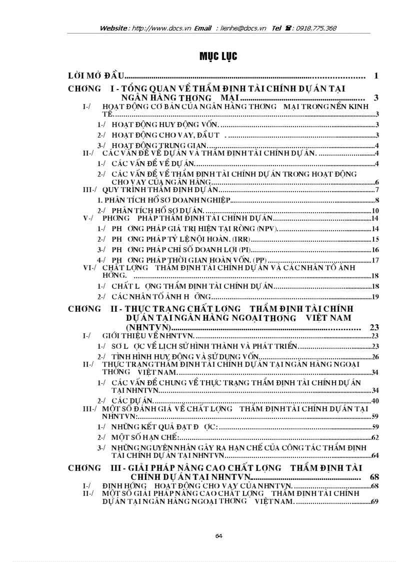 image for page Thực trạng giải pháp nâng cao chất lượng thẩm định tài chính dự án tại ngânhàng NHTMCP Ngoại Thương VietcomBank VN