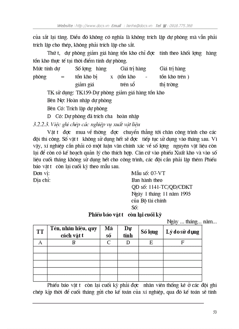 image for page Công tác kế toán nguyên vật liệu tại Xí nghiệp xây lắp II Công ty kinh doanh phát triển nhà Hà Nội