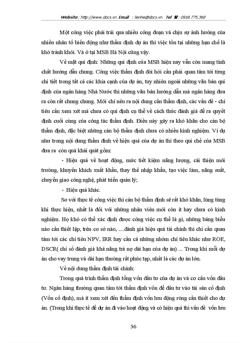 image for page Nâng cao chất lượng thẩm định tài chính dự án trong hoạt động cho vay trung dài hạn tại ngânhàng NHTMCP Hàng Hải MSB chi nhánh Hà Nội