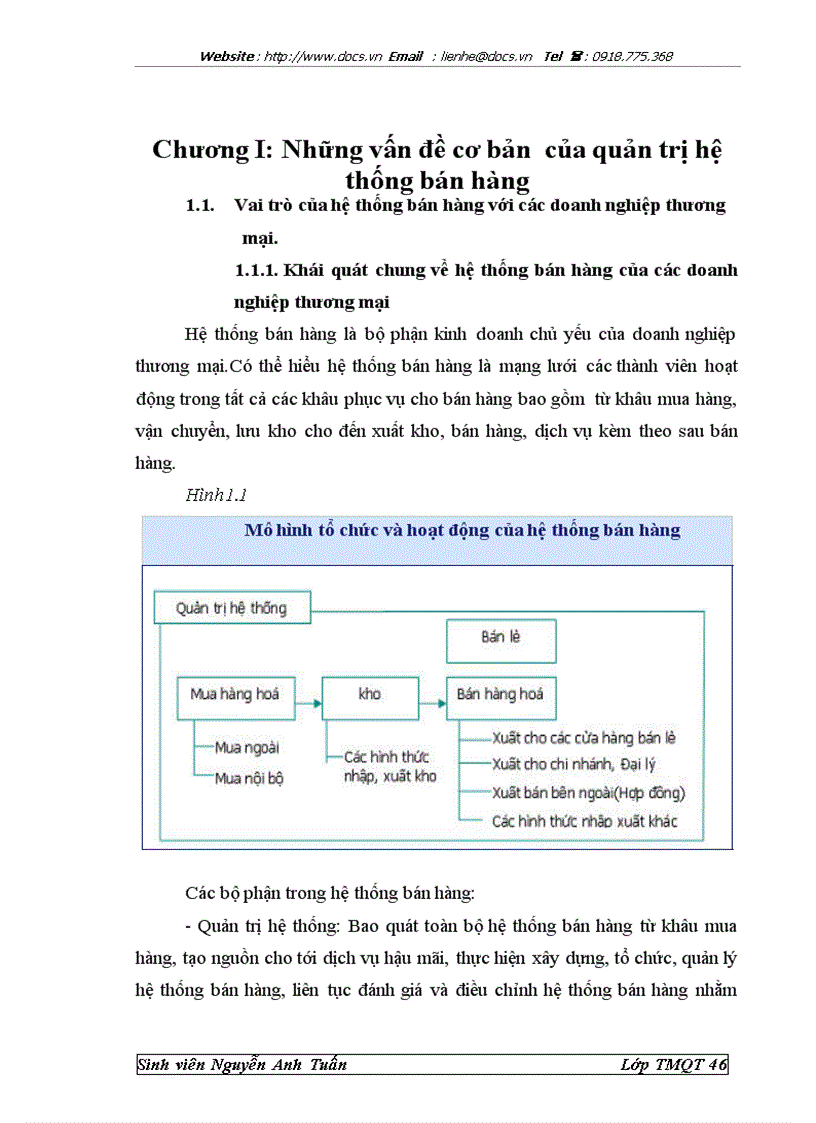 Quản trị hệ thống bán hàng của tổng công ty thương mại Hà Nội đối với các công ty thành viên