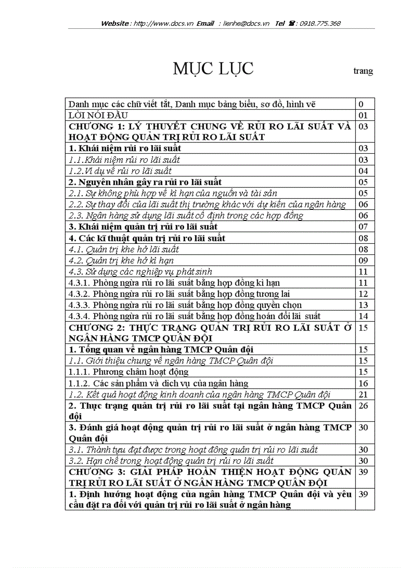 image for page Rủi ro lãi suất và quản trị rủi ro lãi suất tại ngân hàng thương mại cổ phần Quân đội