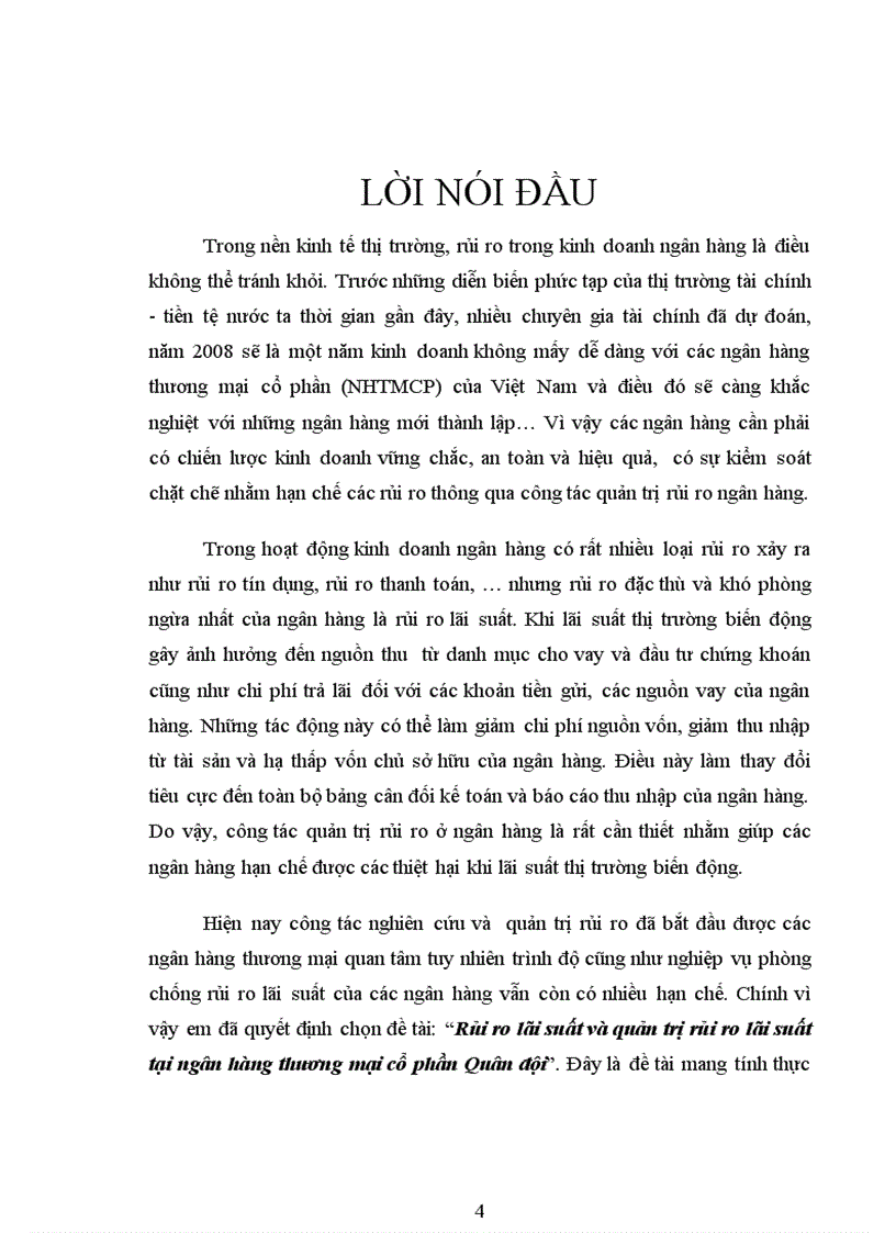 image for page Rủi ro lãi suất và quản trị rủi ro lãi suất tại ngân hàng thương mại cổ phần Quân đội