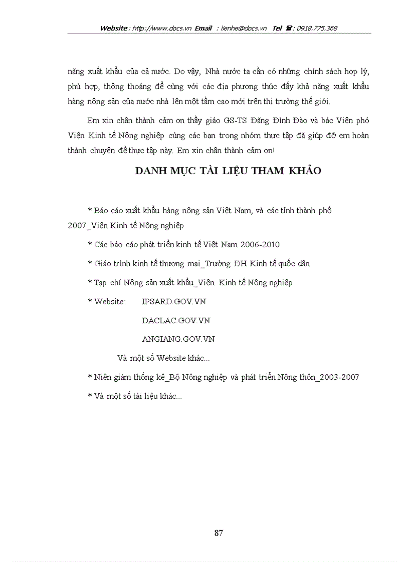 image for page Thúc đẩy xuất khẩu hàng nông sản của các địa phương và Thành phố thực trạng và giải pháp