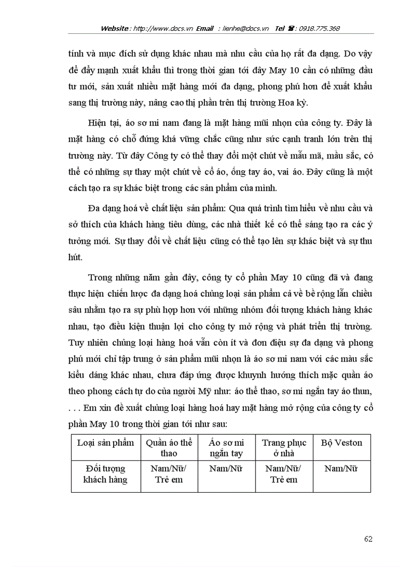 image for page Đẩy mạnh xuất khẩu Của Công ty CP May 10 sang thị trường Mỹ