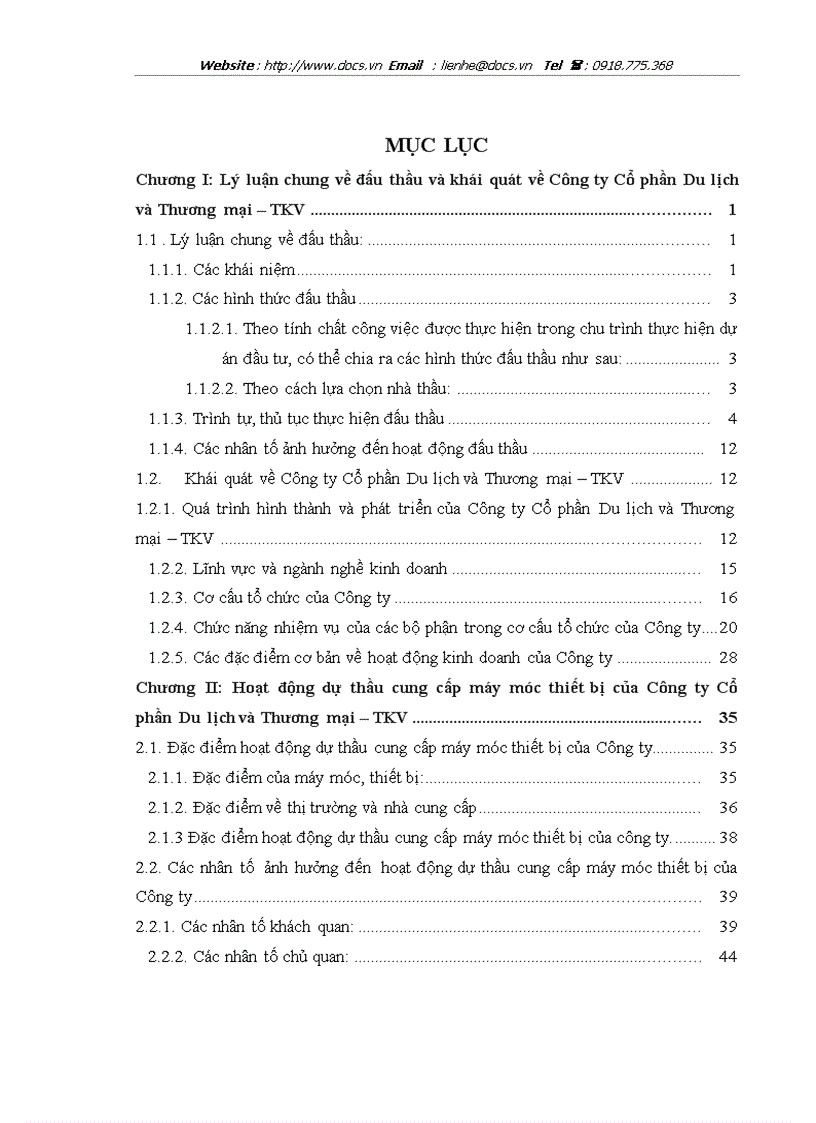 image for page Nâng cao khả năng thắng thầu trong hoạt động dự thầu cung cấp máy móc thiết bị tại Công ty cổ phần Du lich và Thương mại TKV