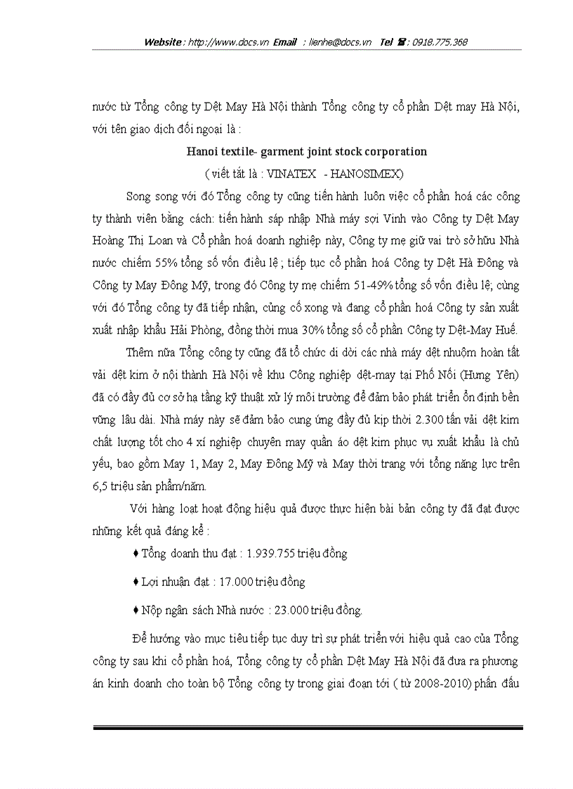 image for page Marketing quốc tế với việc đẩy mạnh hoạt động xuất khẩu sang thị trường Mỹ của Tổng công ty cổ phần Dệt May Hà Nội