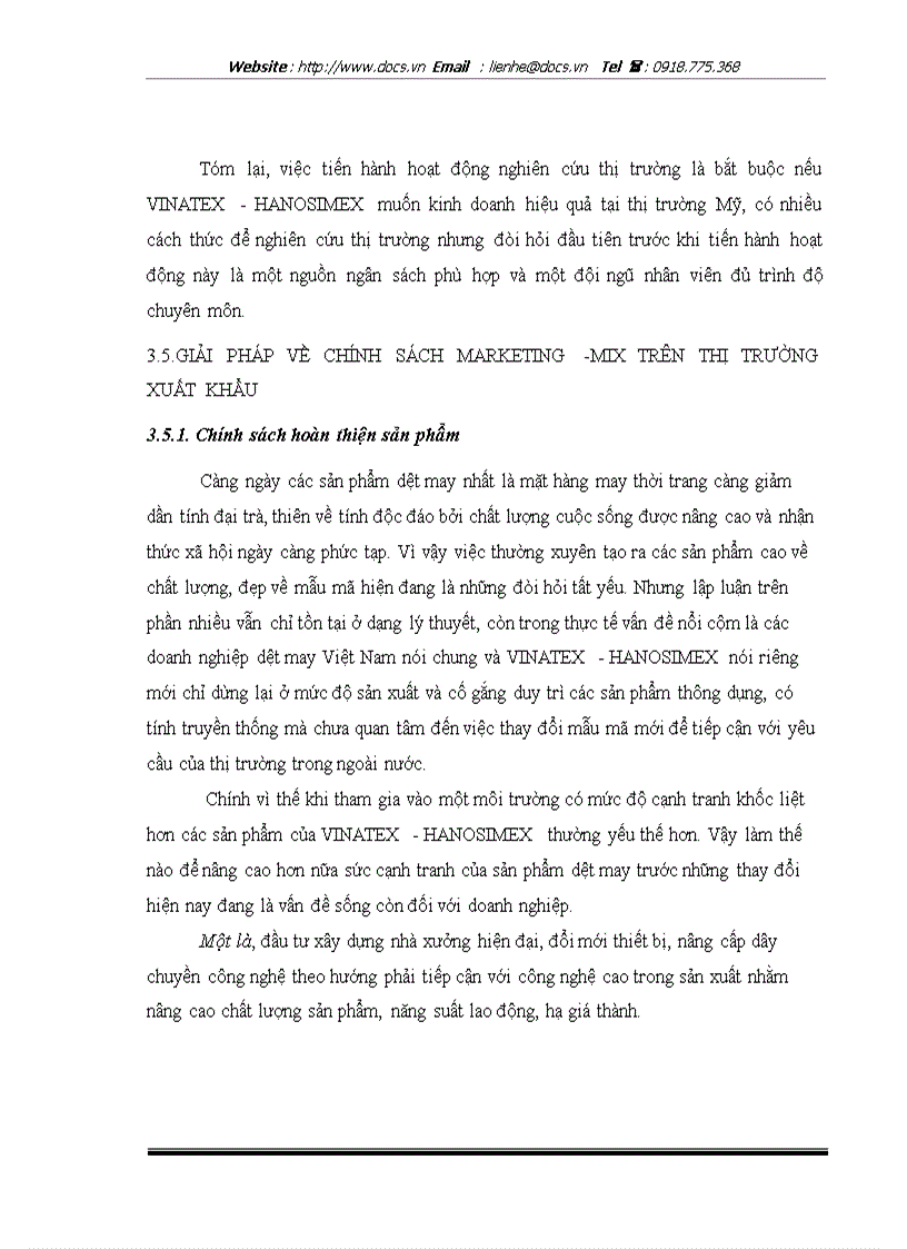 image for page Marketing quốc tế với việc đẩy mạnh hoạt động xuất khẩu sang thị trường Mỹ của Tổng công ty cổ phần Dệt May Hà Nội