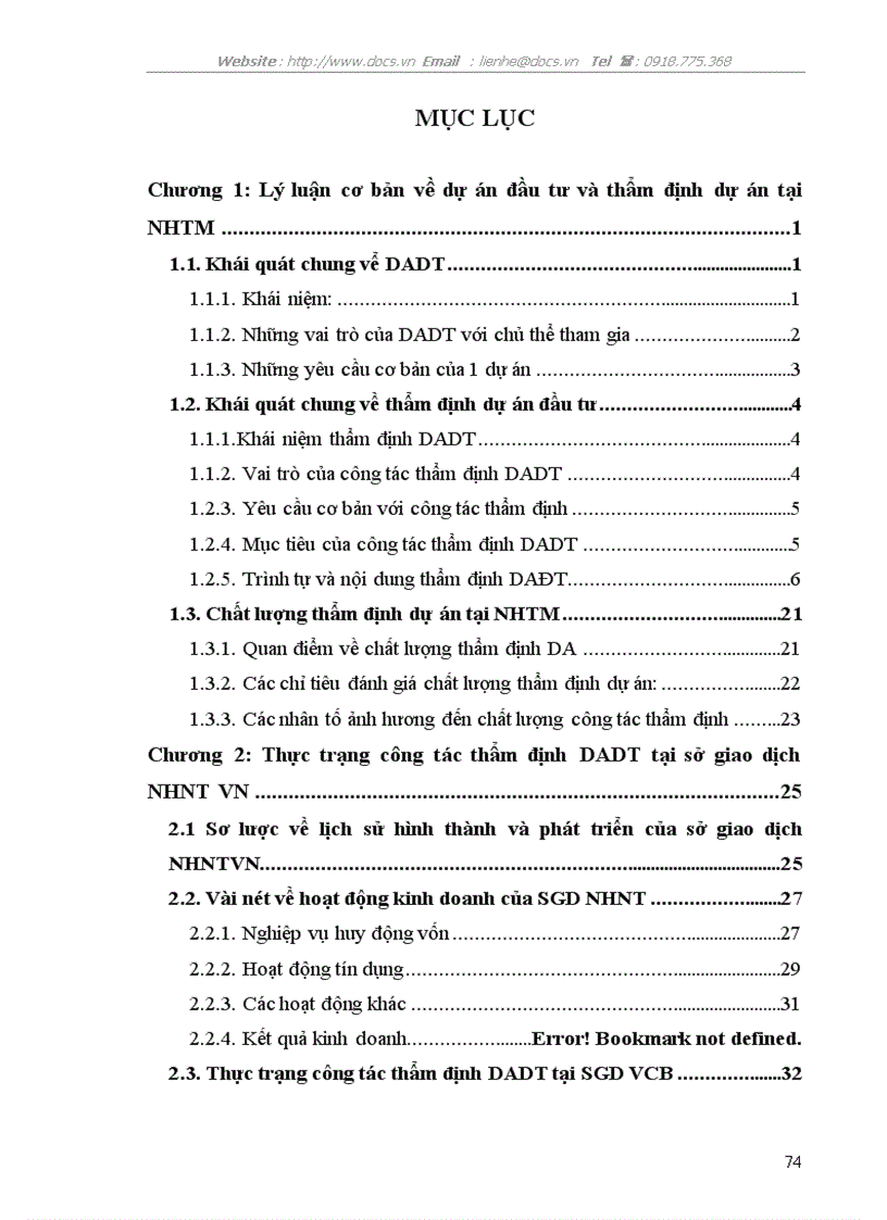 image for page Thực trạng và giải pháp nâng cao chất lượng công tác thẩm định dự án đầu tư tại Sở Giao dịch ngânhàng NHTMCP Ngoại Thương VietcomBank VN