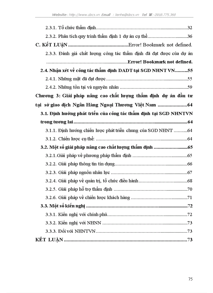 image for page Thực trạng và giải pháp nâng cao chất lượng công tác thẩm định dự án đầu tư tại Sở Giao dịch ngânhàng NHTMCP Ngoại Thương VietcomBank VN