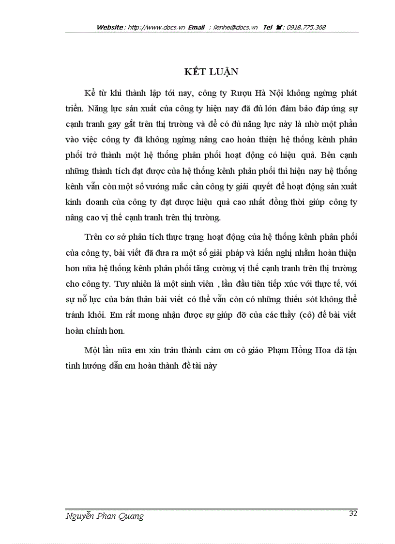 image for page Thực trạng hệ thống kênh phân phối của công ty rượu Hà Nội và một số giải pháp hoàn thiện trong thời gian tới