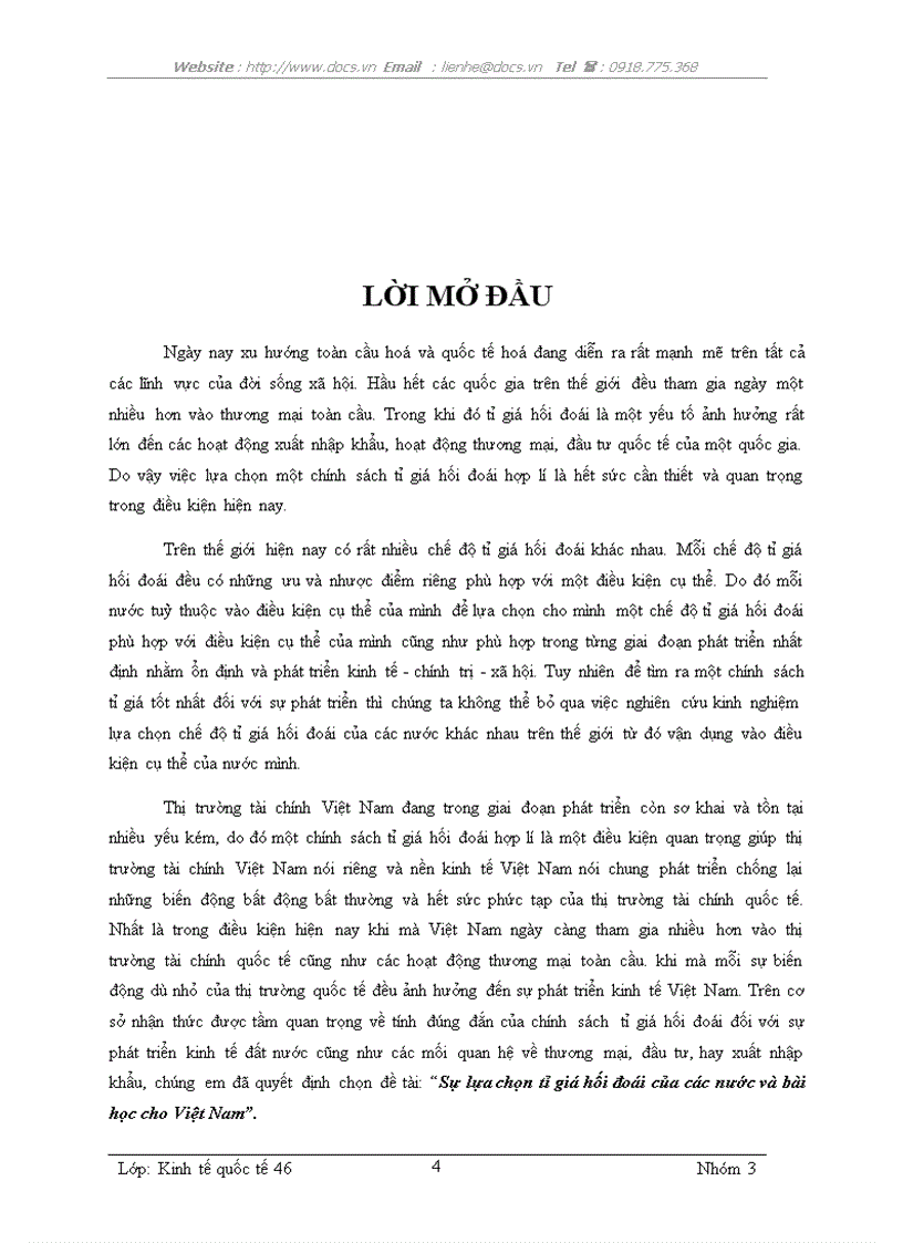 image for page Sự lựa chọn chính sách tỷ giá của các quốc gía bài học cho Việt Nam