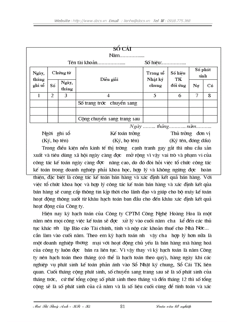 image for page Tổ chức kế toán bán hàng và xác định kết quả bán hàng tại Công ty CPTM Công nghệ Hoàng Hoa
