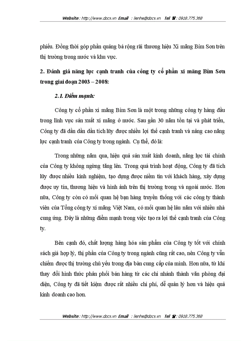 image for page Đánh giá năng lực cạnh tranh của Công ty CP xi măng Bỉm Sơn trong những năm 2003 2008