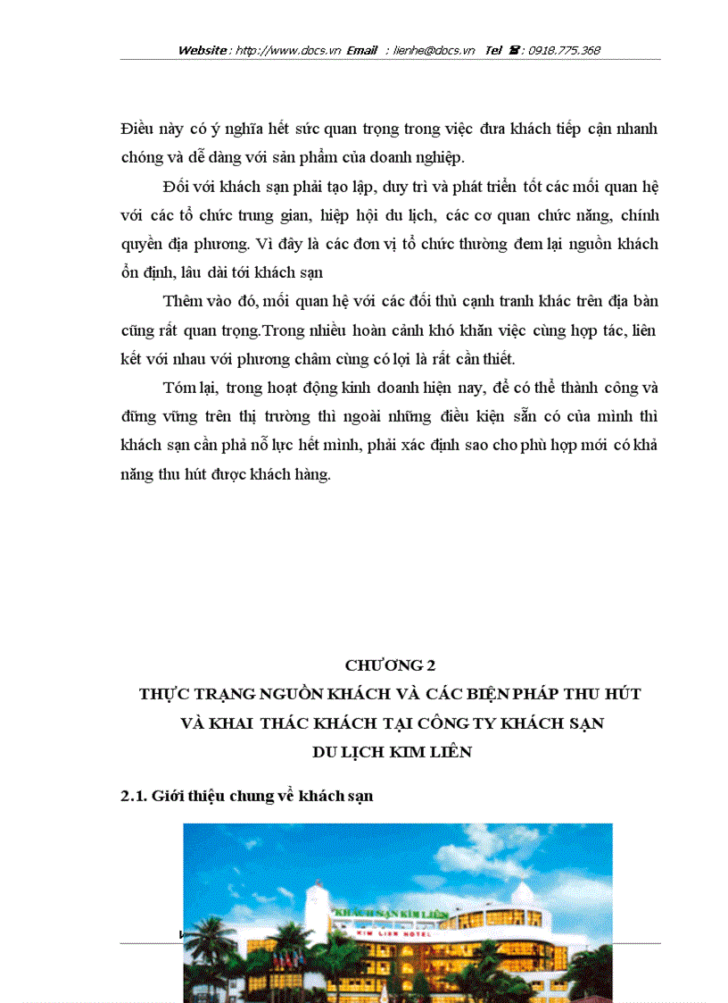 image for page Các biện pháp nhằm thu hút và khai thác khách tại Công ty khách sạn du lịch Kim Liên