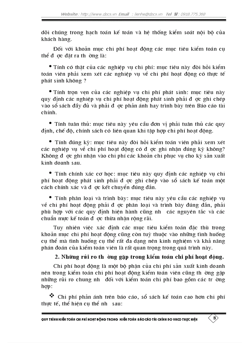 image for page Quy trình kiểm toán chi phí hoạt động trong kiểm toán báo cáo tài chính do Công ty Kiểm toán Việt Nam VACO thực hiện