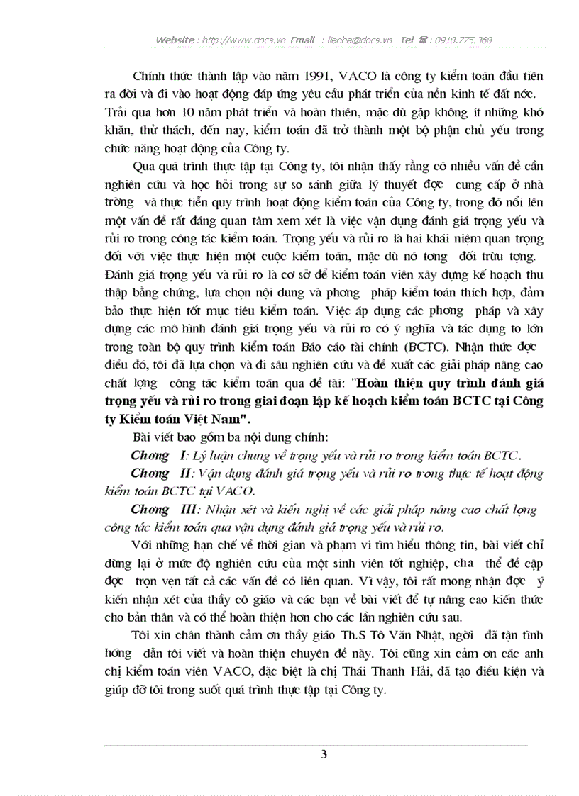 image for page Hoàn thiện quy trình đánh giá trọng yếu và rủi ro trong giai đoạn lập kế hoạch kiểm toán BCTC tại Công ty Kiểm toán Việt Nam