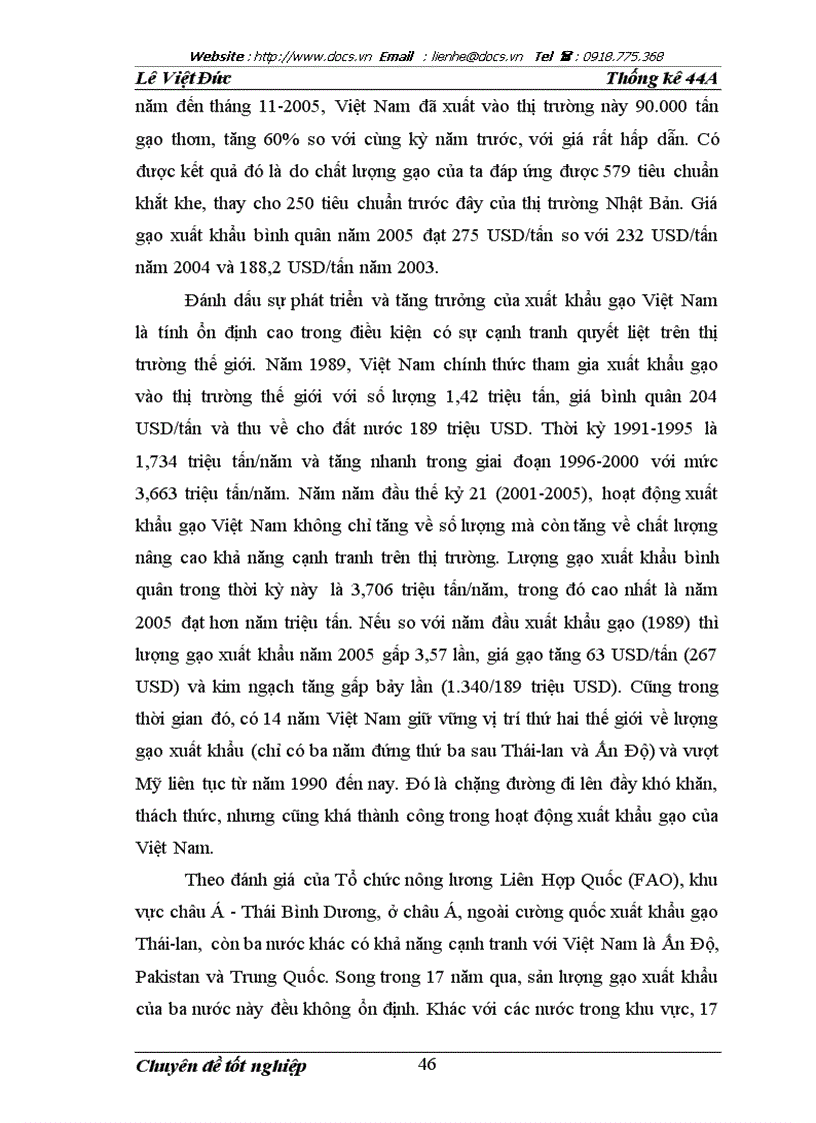 image for page Vận dụng phương pháp dãy số thời gian phân tích tình hình xuất khẩu gạo của Việt Nam giai đoạn 1996 2005 và dự báo đến năm 2006 2007