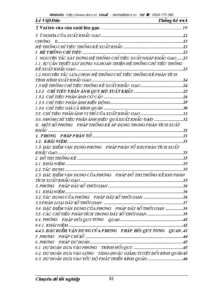 image for page Vận dụng phương pháp dãy số thời gian phân tích tình hình xuất khẩu gạo của Việt Nam giai đoạn 1996 2005 và dự báo đến năm 2006 2007