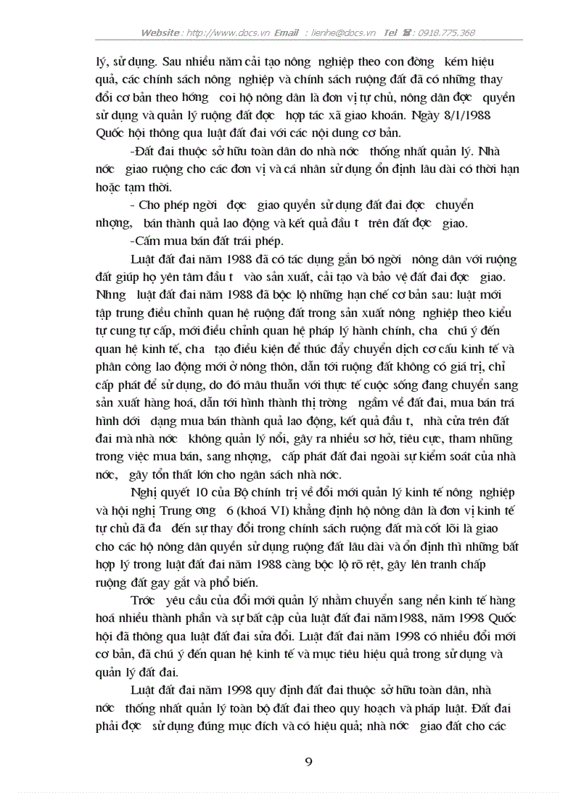 image for page Phương hướng đổi mới và hoàn thiện chính sách ruộng đất trong nông nghiệp nông thôn Việt Nam trong giai đoạn 2006 2010