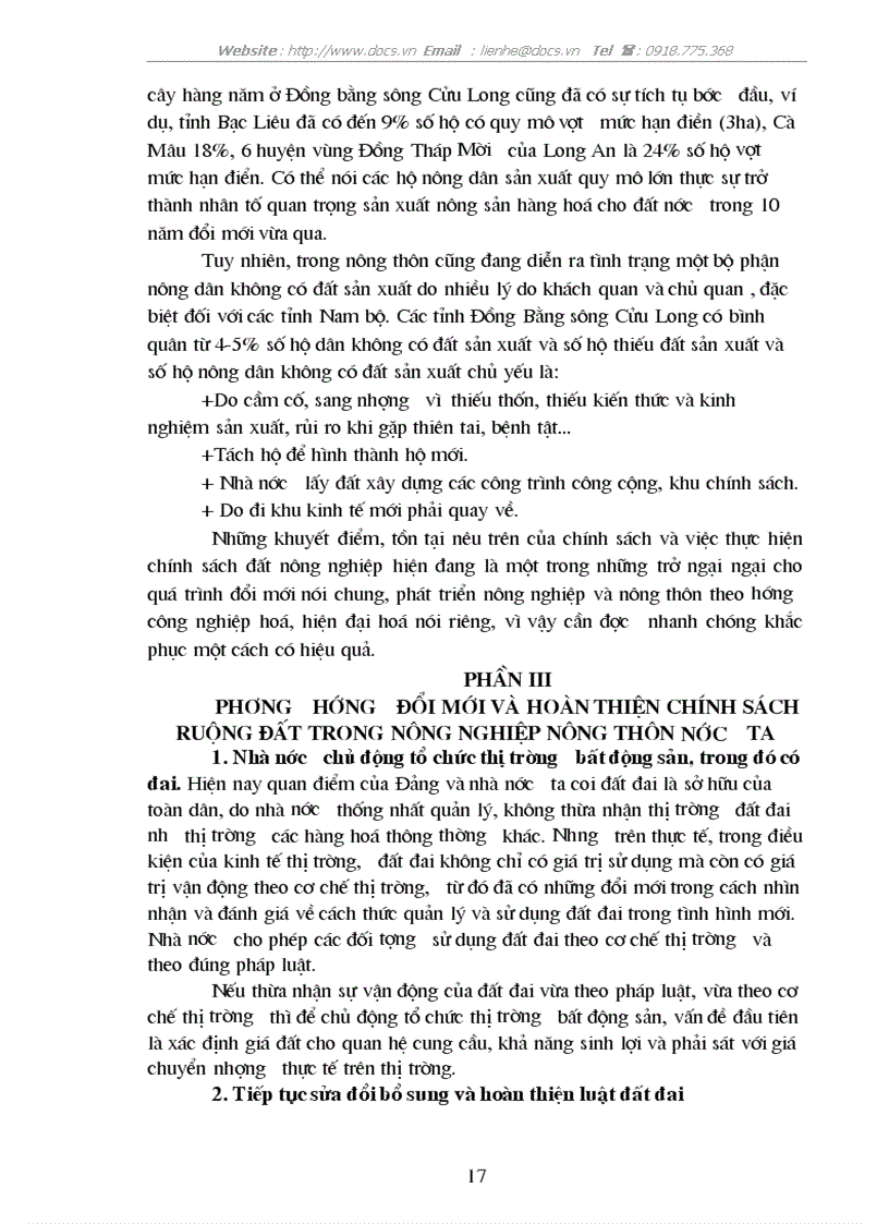 image for page Phương hướng đổi mới và hoàn thiện chính sách ruộng đất trong nông nghiệp nông thôn Việt Nam trong giai đoạn 2006 2010