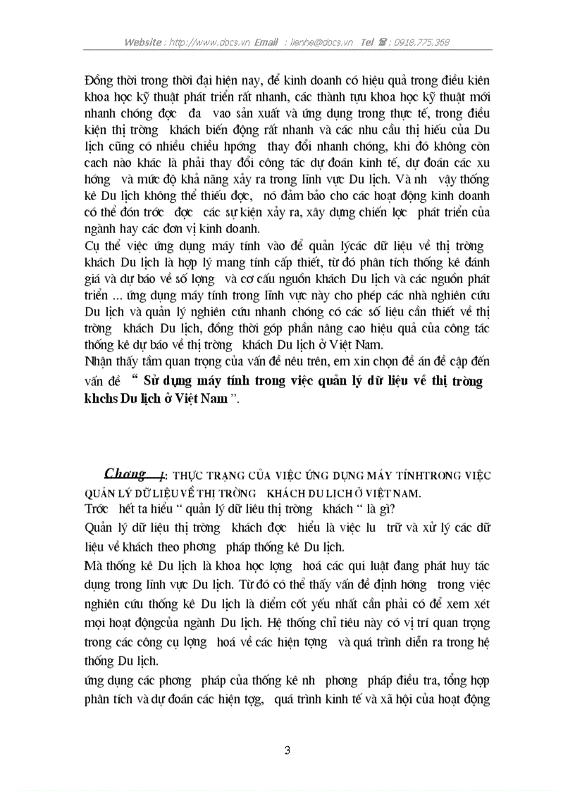 image for page Sử dụng máy tính trong việc quản lý dữ liệu về thị trường khách Du lịch ở Việt Nam