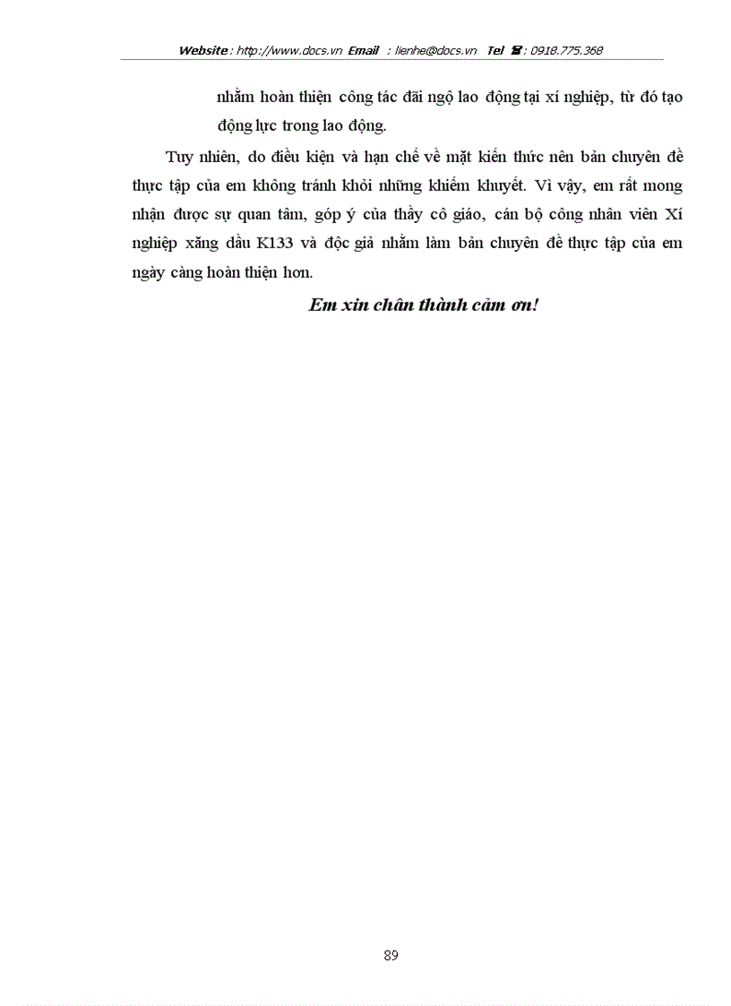 image for page Hoàn thiện công tác đãi ngộ lao động ở Xí nghiệp xăng dầu K133