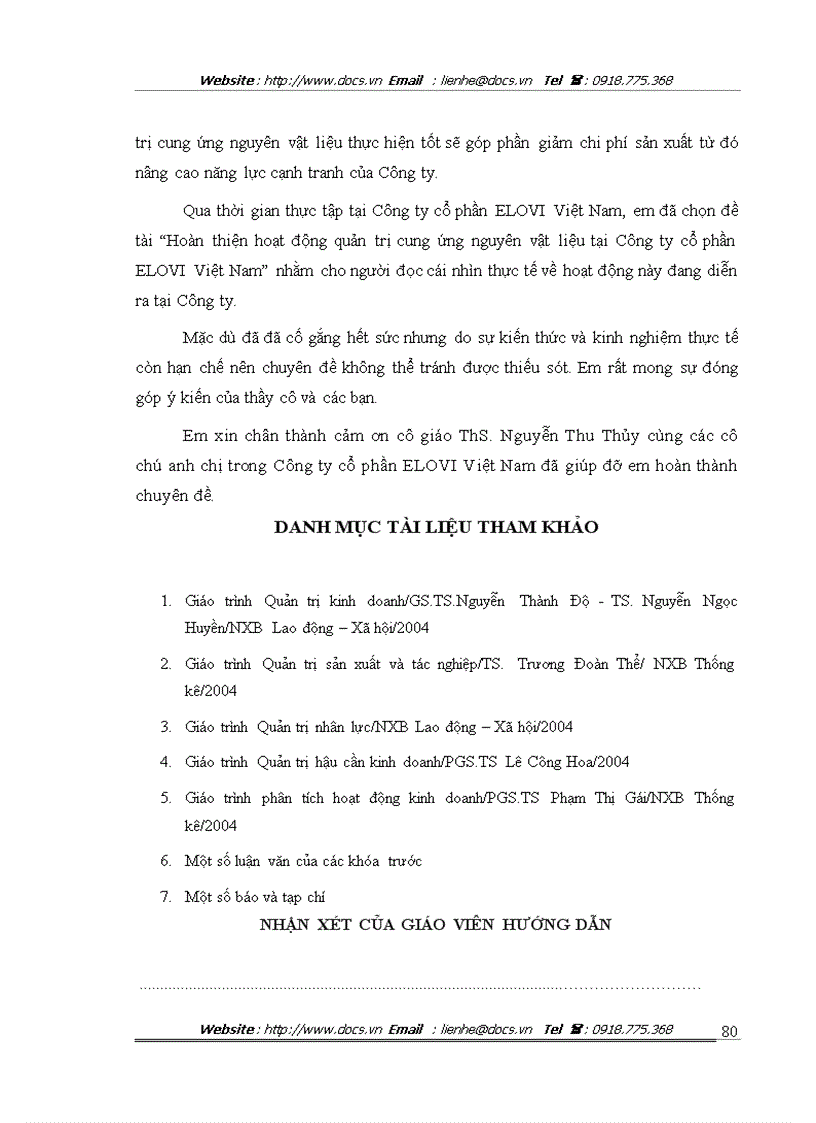 image for page Hoàn thiện hoạt động quản trị cung ứng nguyên vật liệu tại Công ty cổ phần ELOVI Việt Nam