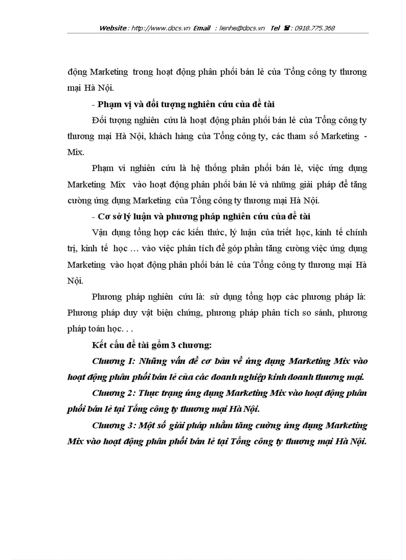 image for page Một số giải pháp nhằm tăng cường ứng dụng Marketing Mix vào hoạt động phân phối bán lẻ của Tổng công ty thương mại Hà Nội