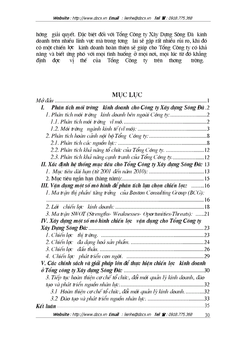 image for page Chiến lược kinh doanh của tổng công ty xây dựng sông đà