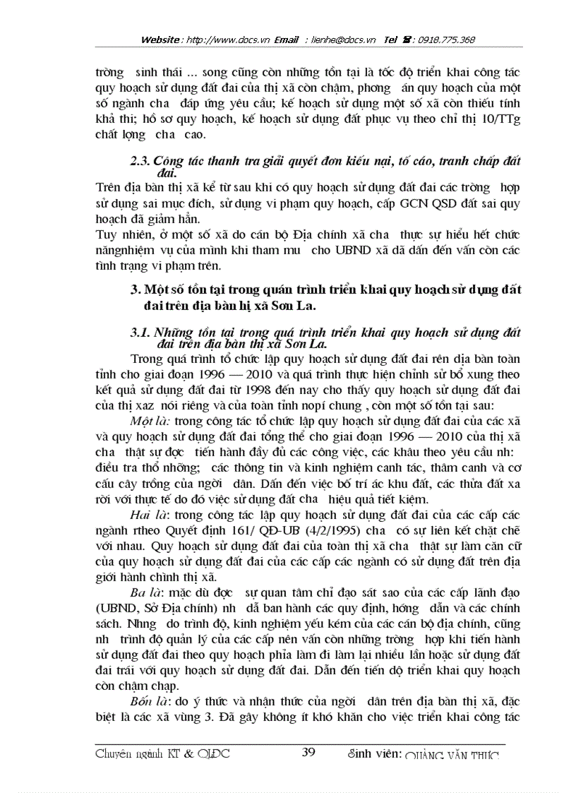 image for page Đánh giá tình hình quy hoạch sử dụng đất đai trên địa bàn thị xã Sơn la