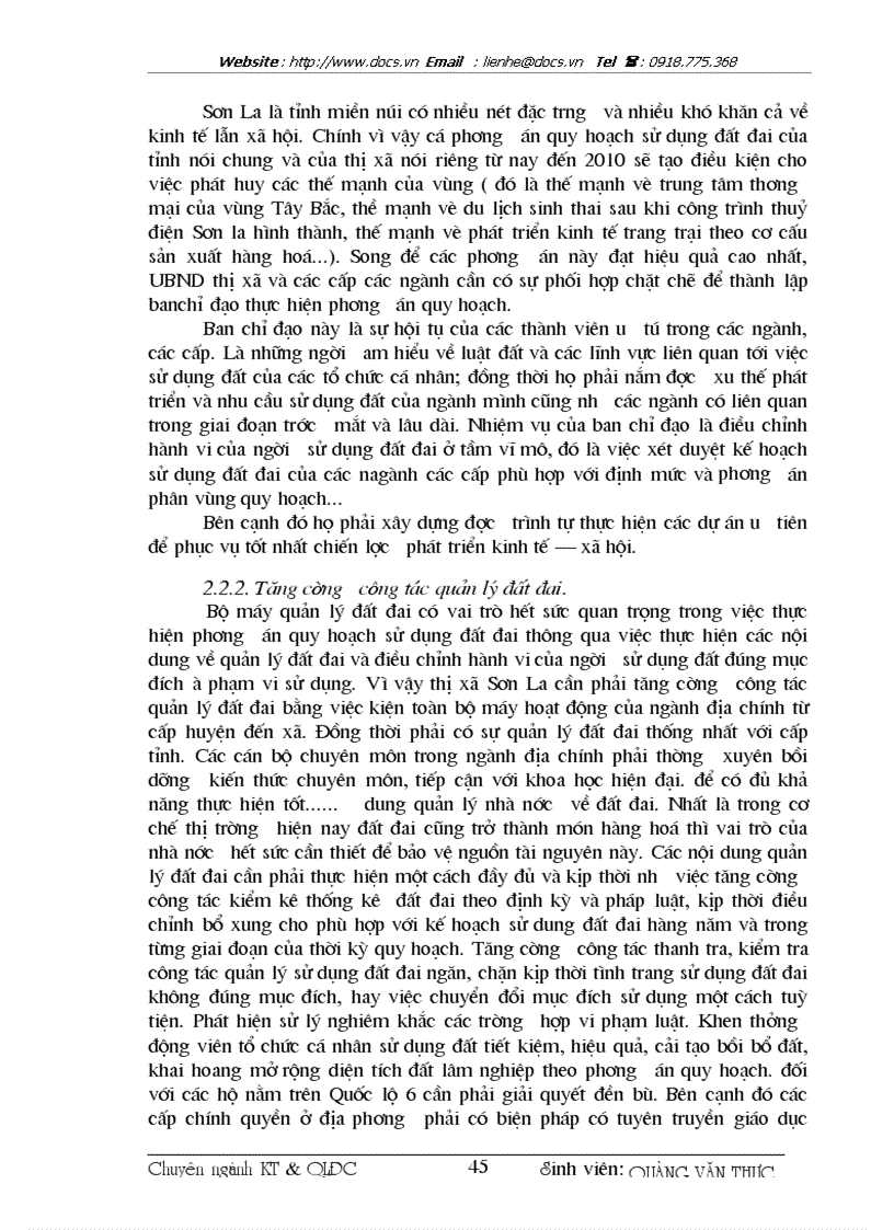 image for page Đánh giá tình hình quy hoạch sử dụng đất đai trên địa bàn thị xã Sơn la