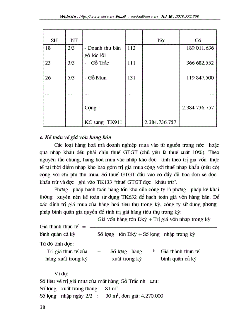 image for page Hoàn thiện hạch toán tiêu thụ hàng hoá và xác định kết quả tiêu thụ tại Công ty Thương mại Lâm sản Hà Nội