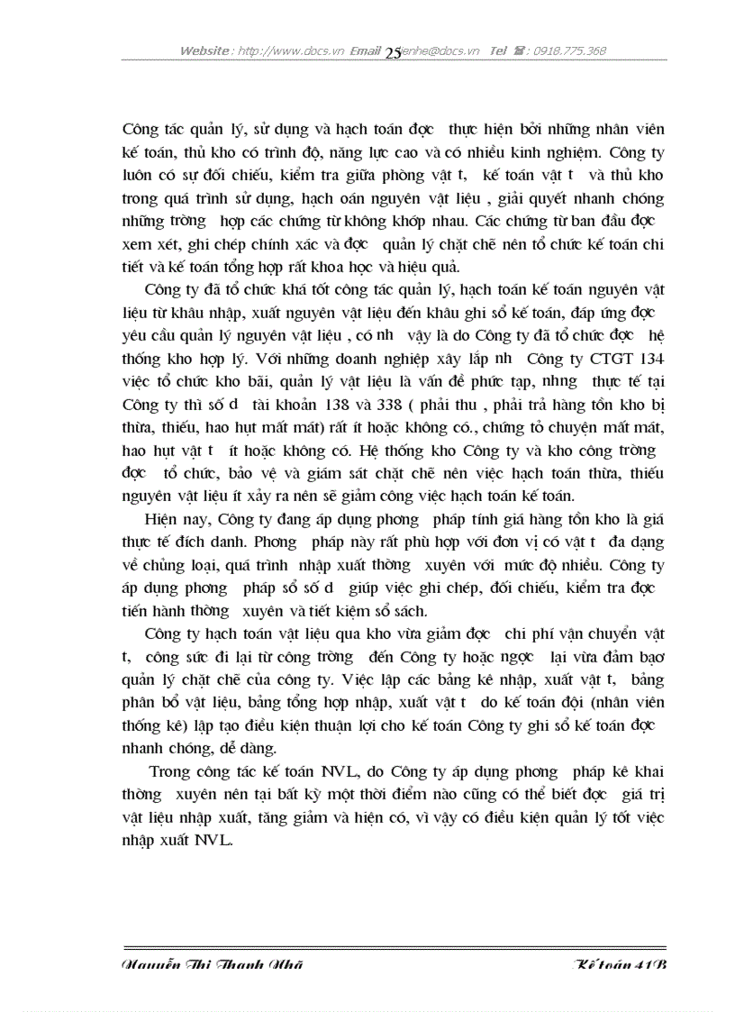 image for page Hoàn thiện hạch toán kế toán nguyên vật liệu với việc nâng cao hiệu quả sử dụng vốn lưu động tại Công ty CTGT 134