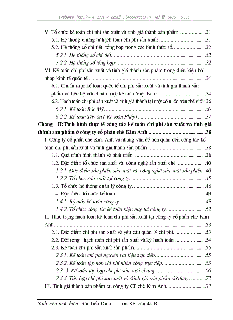 image for page Tổ chức kế toán CPSX tính GTSP ở C ty CP chè Kim Anh