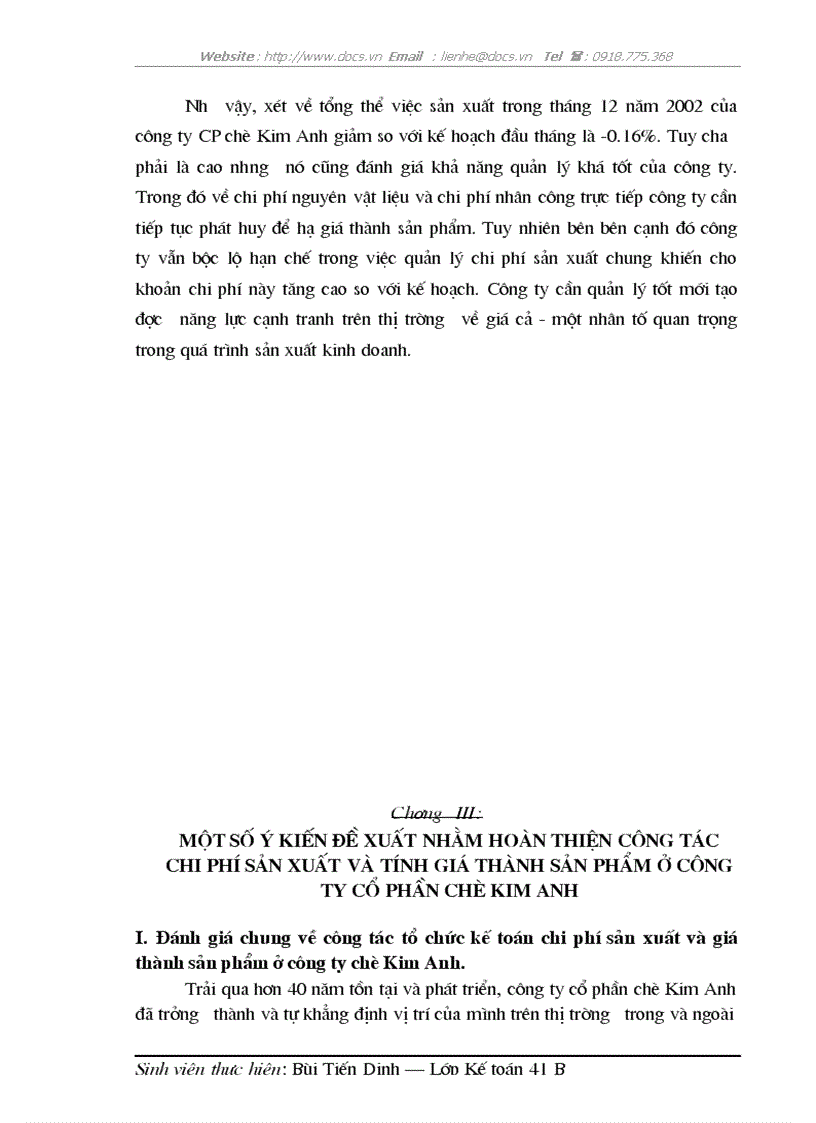 image for page Tổ chức kế toán CPSX tính GTSP ở C ty CP chè Kim Anh