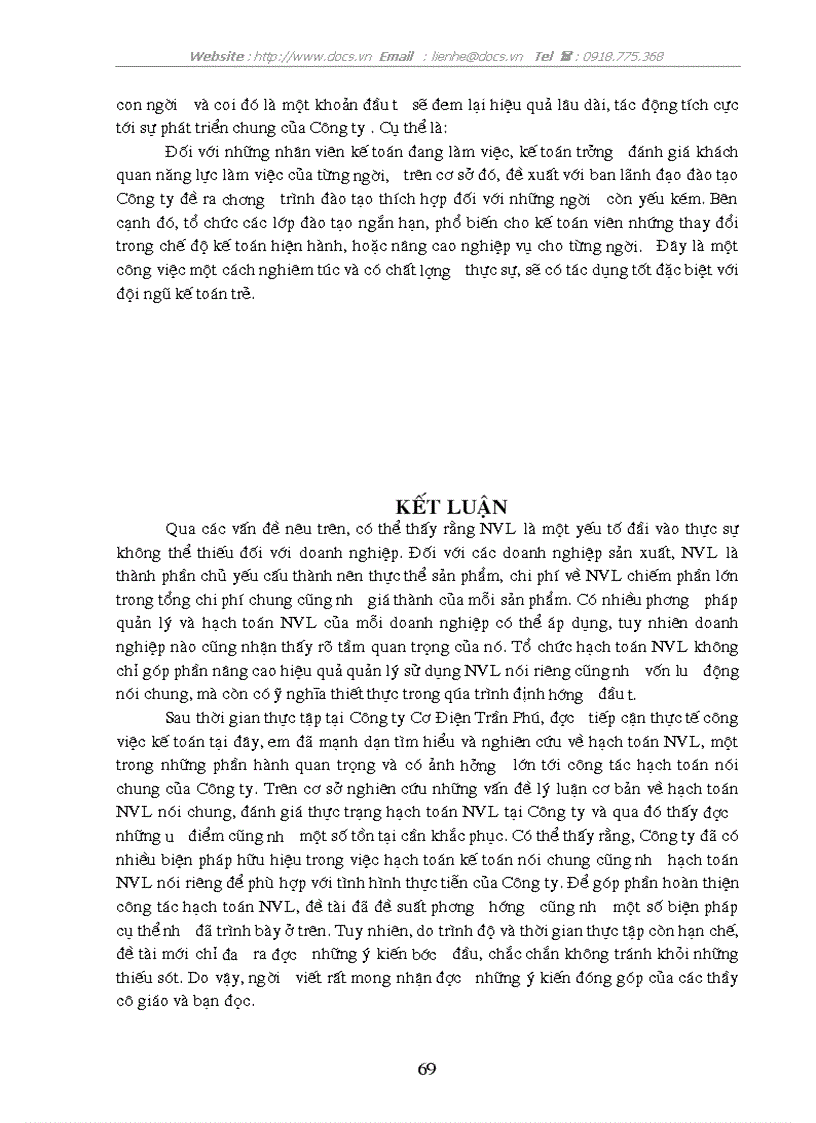 image for page Tổ chức kế toán nguyên vật liệu với việc tăng cường hiệu quả sử dụng vốn lưu động tại công ty cơ điện trần phú