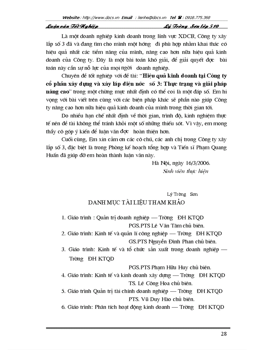 image for page Hiệu quả kinh doanh tại Công ty cổ phần xây dựng và xây lắp điện nước số 3 Thực trạng và giải pháp nâng cao