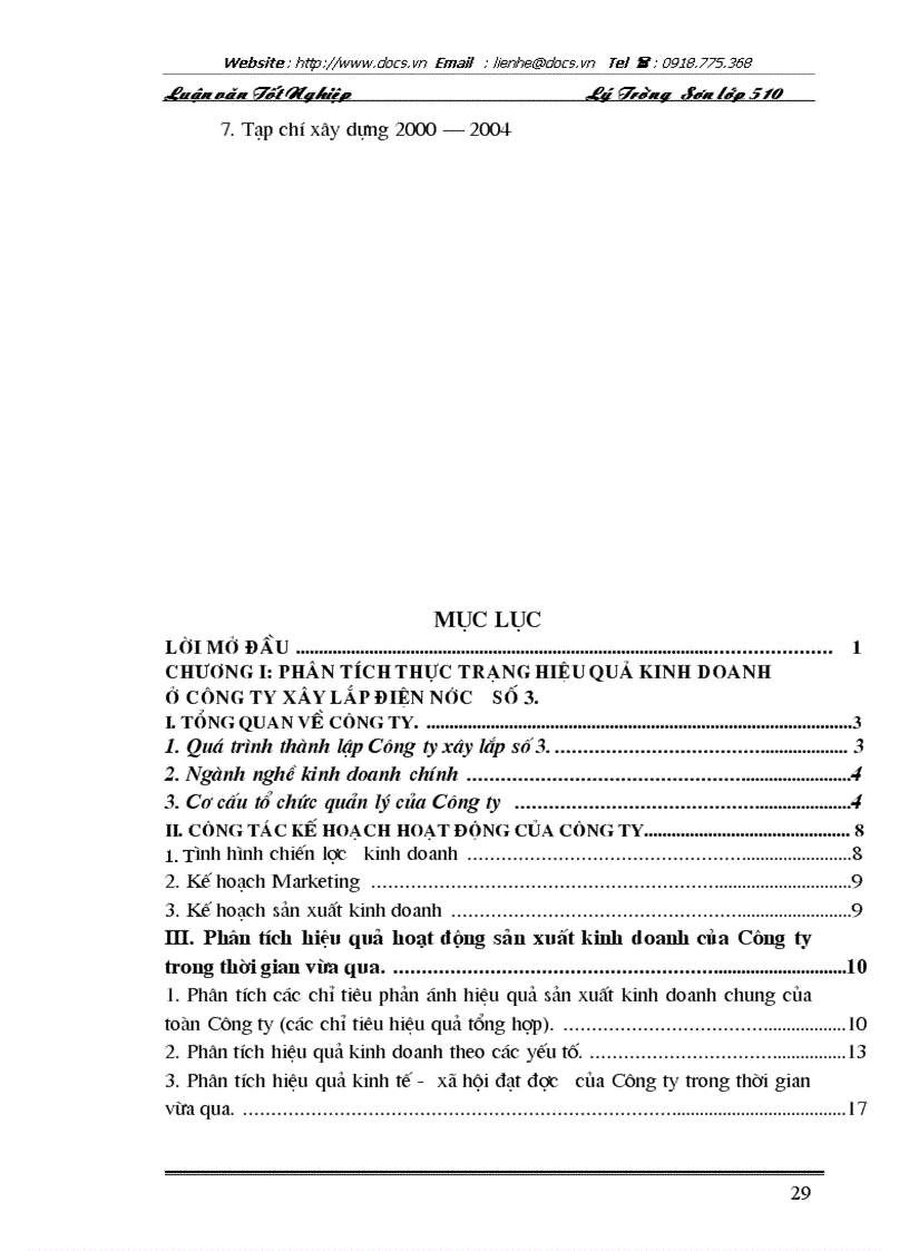 image for page Hiệu quả kinh doanh tại Công ty cổ phần xây dựng và xây lắp điện nước số 3 Thực trạng và giải pháp nâng cao