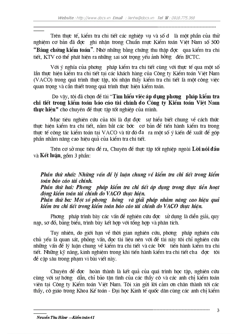 image for page Tìm hiểu việc áp dụng phương pháp kiểm tra chi tiết trong kiểm toán báo cáo tài chính do Công ty Kiểm toán Việt Nam thực hiện